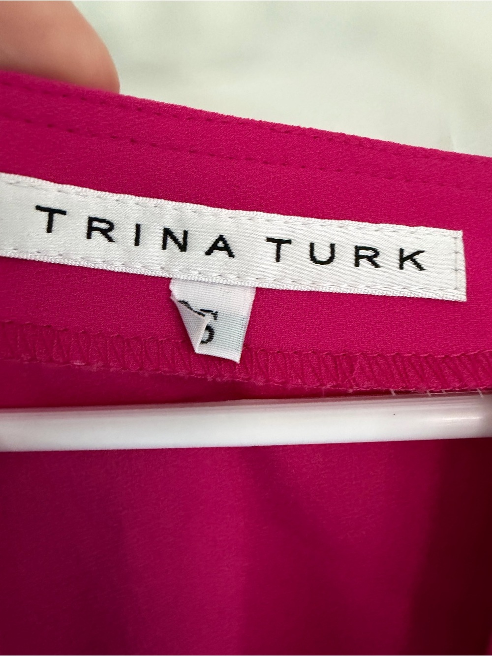 Trina Turk Bright Fuchsia/Pink V-Neck Short Sleeve Blouse - Picture 2 of 4
